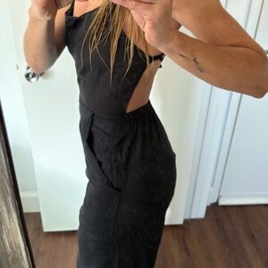 Black Linen Jumpsuit Open Back